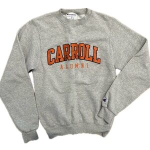 Champion Gray Crewneck with Orange Carroll Alumni Design